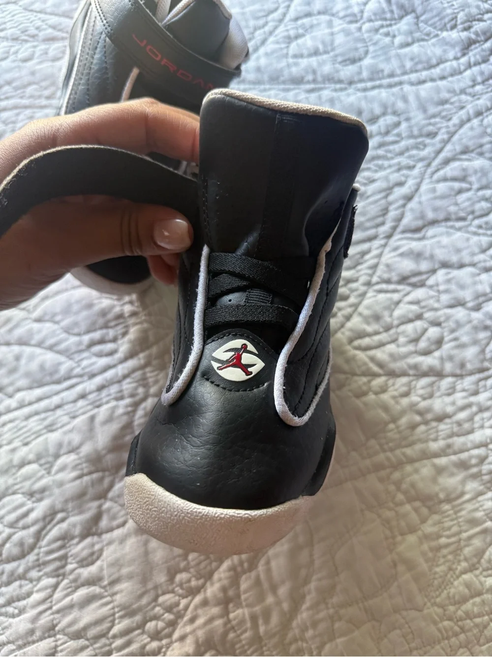 Jordan Kids Black and Red High-Top Sneakers
